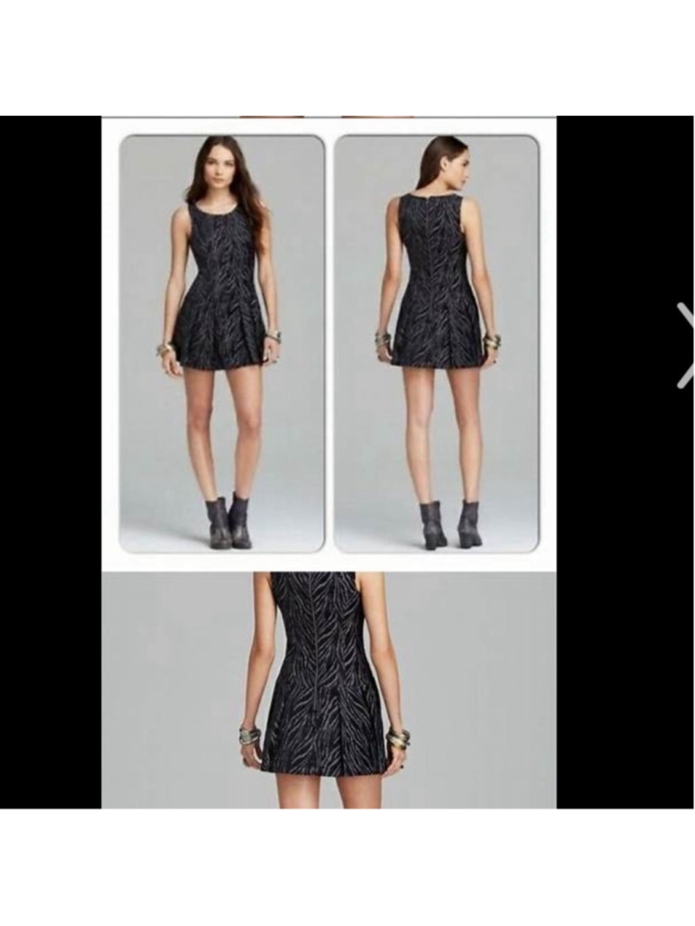 free People mini animal print dress academia pleated mini dress sz xs